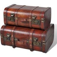 Vidaxl Wooden Treasure Chest 2 Pcs Vintage Brown, Brown