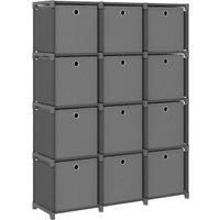 Vidaxl 12-cube Display Shelf With Boxes Grey 103X30X141 Cm Fabric, Grey