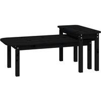 Vidaxl 2 Piece Coffee Table Set Black Solid Wood Pine, Black