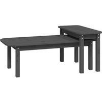 Vidaxl 2 Piece Coffee Table Set Grey Solid Wood Pine