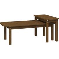 Vidaxl 2 Piece Coffee Table Set Honey Brown Solid Wood Pine, Brown