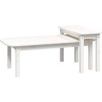 Vidaxl 2 Piece Coffee Table Set White Solid Wood Pine, White