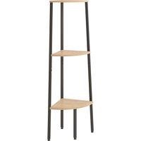 Vidaxl 3-tier Corner Shelf Light Brown And Black 45.5X31.5X120 Cm, Brown