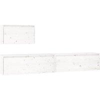 Vidaxl 3X Solid Wood Pine Tv Cabinets Hanging Wall Mounted Floating Storage Shelf Entertainment Centre Hifi Cabinet Set Wooden Tv Unit Stand White, White
