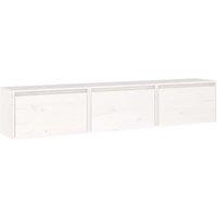 Vidaxl 3X Solid Wood Pine Tv Cabinets Storage Hanging Floating Cabinet Wooden Tv Unit Stand Wall Shelf Entertainment Centre Hifi Cabinet Set White, White