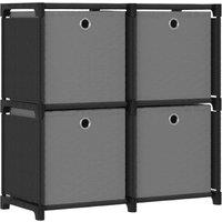 Vidaxl 4-cube Display Shelf With Boxes Black 69X30X72.5 Cm Fabric, Black