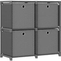 Vidaxl 4-cube Display Shelf With Boxes Grey 69X30X72.5 Cm Fabric, Grey