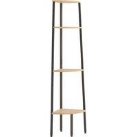 Vidaxl 4-tier Corner Shelf Light Brown And Black 45.5X31.5X150 Cm, Brown