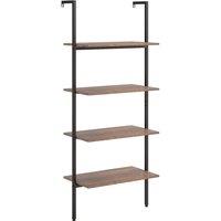 Vidaxl 4-tier Leaning Shelf Dark Brown And Black 64X35X152.5 Cm, Brown