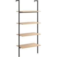 Vidaxl 4-tier Leaning Shelf Light Brown And Black 64X35X152.5 Cm, Brown