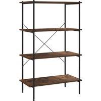 Vidaxl 4-tier Shelving Unit Black And Dark Wood 80X40X130 Cm, Black