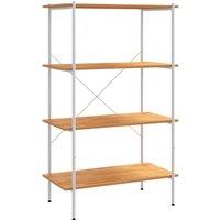 Vidaxl 4-tier Shelving Unit White And Oak 80X40X130 Cm, White