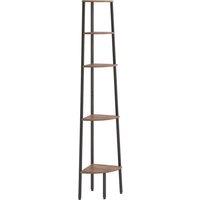 Vidaxl 5-tier Corner Shelf Dark Brown And Black 45.5X31.5X180 Cm, Brown