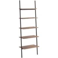 Vidaxl 5-tier Leaning Shelf Dark Brown And Black 64X34X185.5 Cm, Brown