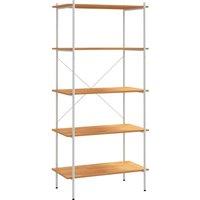 Vidaxl 5-tier Shelving Unit White And Oak 80X40X163 Cm, White