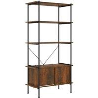 Vidaxl 5-tier Shelving Unit With Cabinet 80X40X163 Cm Steel And Engineered Wood, Brown