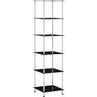 Vidaxl 6-tier Shelf Black 40X40X160 Cm Tempered Glass, Black