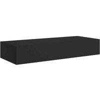 Vidaxl Wall-mounted Drawer Shelf Black 60X23.5X10Cm Mdf, Black