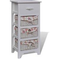 Vidaxl Cabinet With 1 Drawer And 3 Baskets White Paulownia Wood, White