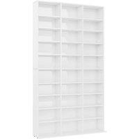 Vidaxl Cd Cabinet High Gloss White 102X16X177.5 Cm Engineered Wood, White