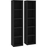 vidaXL CD Cabinets 2 pcs Black 21x16x93.5 cm Engineered Wood, Black