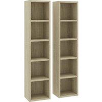 vidaXL CD Cabinets 2 pcs Sonoma Oak 21x16x93.5 cm Engineered Wood, Brown