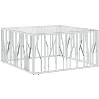 Vidaxl Coffee Table 100X100X50 Cm Stainless Steel And Glass, Silver