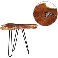 Vidaxl Coffee Table 70X45 Cm Solid Teak Wood And Polyresin