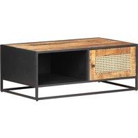 Vidaxl Coffee Table 90X50X35 Cm Rough Mango Wood And Natural Cane, Brown