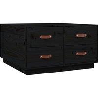 Vidaxl Coffee Table Black 80X80X45 Cm Solid Wood Pine, Black