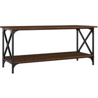 Vidaxl Coffee Table Brown Oak 100X45X45 Cm Engineered Wood And Iron