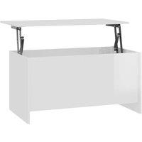 Vidaxl Coffee Table High Gloss White 102X55.5X52.5 Cm Engineered Wood, White