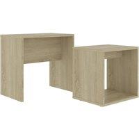 Vidaxl Coffee Table Set Sonoma Oak 48X30X45 Cm Engineered Wood, Brown