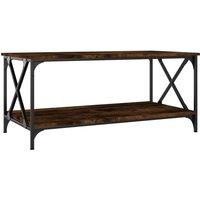 Vidaxl Coffee Table Smoked Oak 100X50X45 Cm Engineered Wood And Iron, Brown