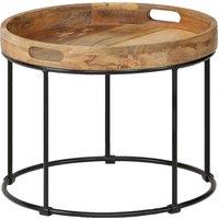Vidaxl Coffee Table Solid Mange Wood And Steel 50X40 Cm, Brown