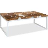 Vidaxl Coffee Table Teak Resin 110X60X40 Cm White And Brown, White