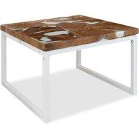 Vidaxl Coffee Table Teak Resin 60X60X40 Cm White And Brown