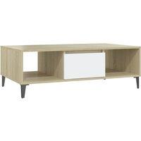 Vidaxl Coffee Table White And Sonoma Oak 103.5X60X35 Cm Engineered Wood, White