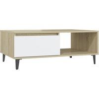 Vidaxl Coffee Table White And Sonoma Oak 90X60X35 Cm Engineered Wood, White