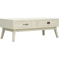 Vidaxl Coffee Table With 2 Drawers Carving Grey 110X50X40 Cm Wood, Grey