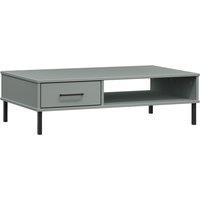 Vidaxl Coffee Table With Metal Legs Grey Solid Wood Pine Oslo, Grey