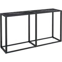 Vidaxl Console Table Black Marble 140X35X75.5Cm Tempered Glass, Black