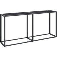 Vidaxl Console Table Black Marble 160X35X75.5Cm Tempered Glass, Black