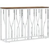 Vidaxl Console Table Stainless Steel And Solid Wood Reclaimed, Silver