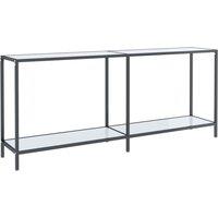 Vidaxl Console Table White 180X35X75.5 Cm Tempered Glass, White