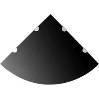 Vidaxl Corner Shelf With Chrome Supports Glass Black 45X45 Cm, Black