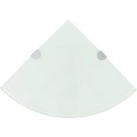 Vidaxl Corner Shelf With Chrome Supports Glass White 25X25 Cm, White