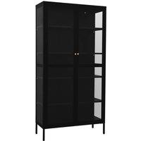 Vidaxl Display Cabinet Black 90X40X180 Cm Steel And Tempered Glass, Black