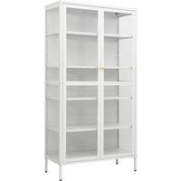 Vidaxl Display Cabinet White 90X40X180 Cm Steel And Tempered Glass, White