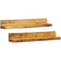 Vidaxl Display Shelf 2 Pcs Solid Wood Wall-mounted, Brown
